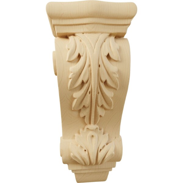 Ekena Millwork 3 1/2"W x 2 7/8"D x 7 3/4"H Small Farmingdale Acanthus Corbel, Alder - COR03X02X07FRAL