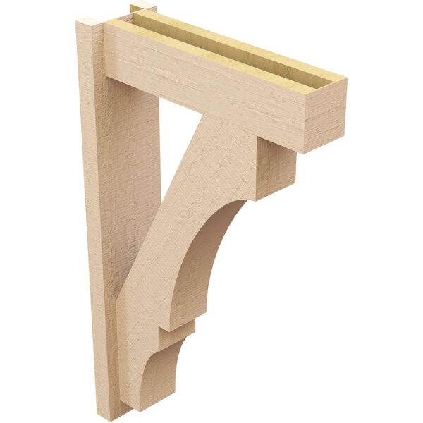 Ekena Millwork 5 1/2-in W x 18-in D x 30-in H Balboa Block Rough Cedar Woodgrain TimberThane Outlooker, Primed Tan - OUTUR055X18X30BOA44RCPR