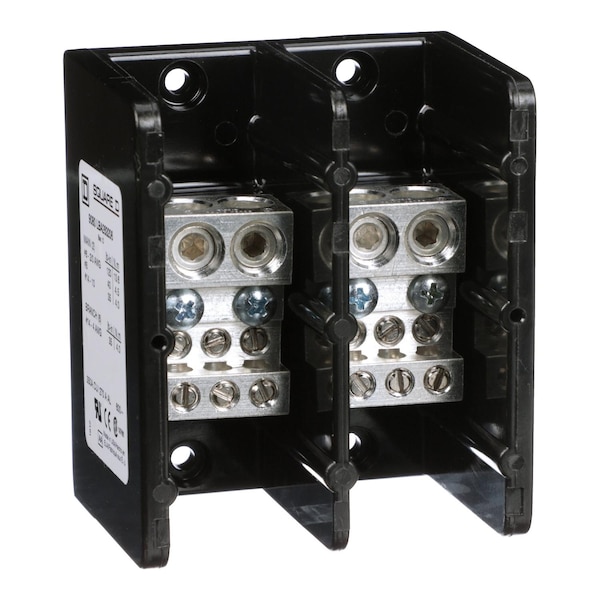Bloque de distribución de energía Square D, Linergy, 2 polos, 2 líneas, 6 cargas, 350A Cu, 270A Al, 600V - 9080LBA263206.