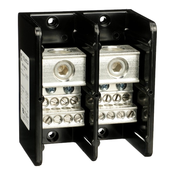 Bloque de distribución de energía Square D, Linergy, 2 polos, 1 línea, 8 cargas, 335A Cu, 270A Al, 600V - 9080LBA264108.