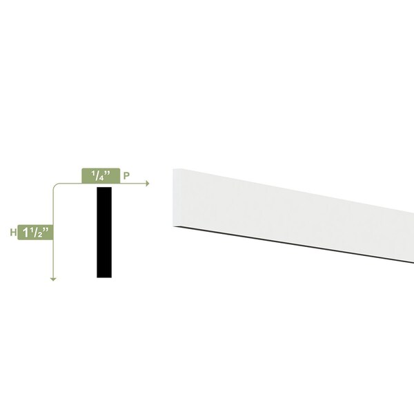 Ekena Millwork WM265 - 1 1/2"H x 1/4"P x 96"L Lattice Moulding, PVC - WM265X96SWPV