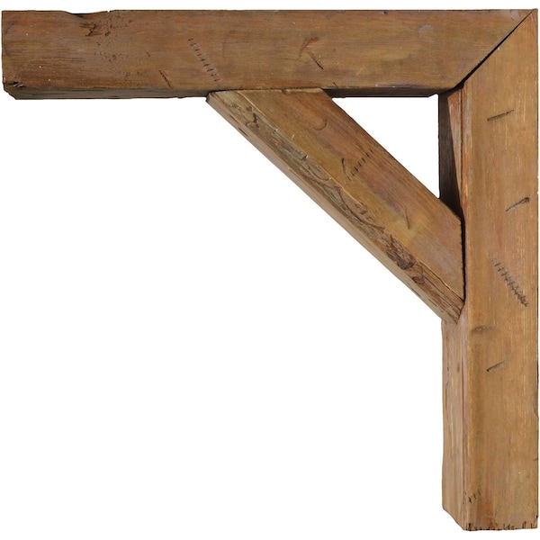 Ekena Millwork 3 1/2"W x 14"D x 16"H Vintage Farmhouse Bracket, Barnwood Decor Collection, Weathered Brown - BKTB03X14X16TRBR