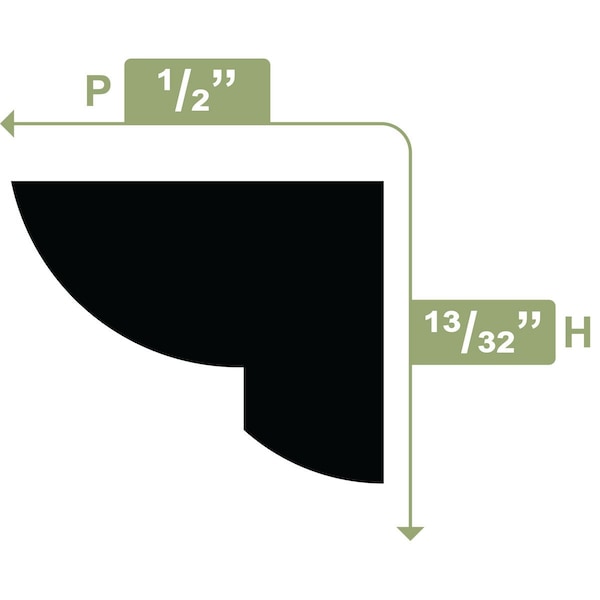Ekena Millwork 3/8"H x 1/2"P x 96"L Bead Moulding, PVC - MLD00X01X96BESWPV