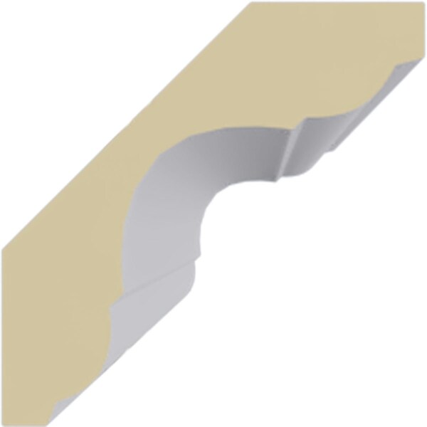 Ekena Millwork 2 1/4"H x 2 1/4"P x 3 1/4"F x 94 1/2"L Jefferson Traditional Smooth Crown Moulding - MLD02X02X03JE