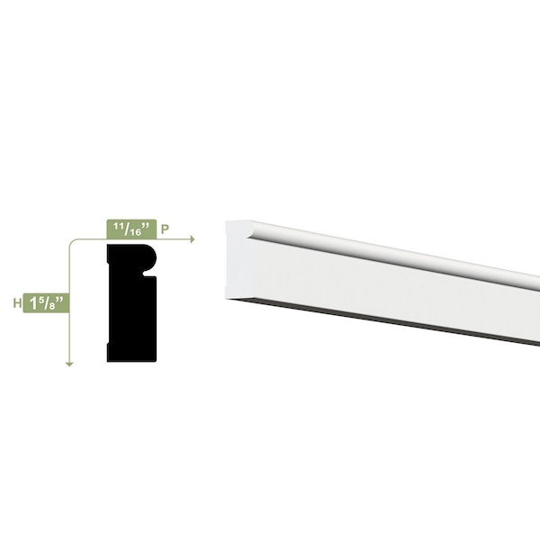 Ekena Millwork WM176 - 1 5/8"H x 5/8"P x 96"L Brick Mould, PVC - WM176X96SWPV