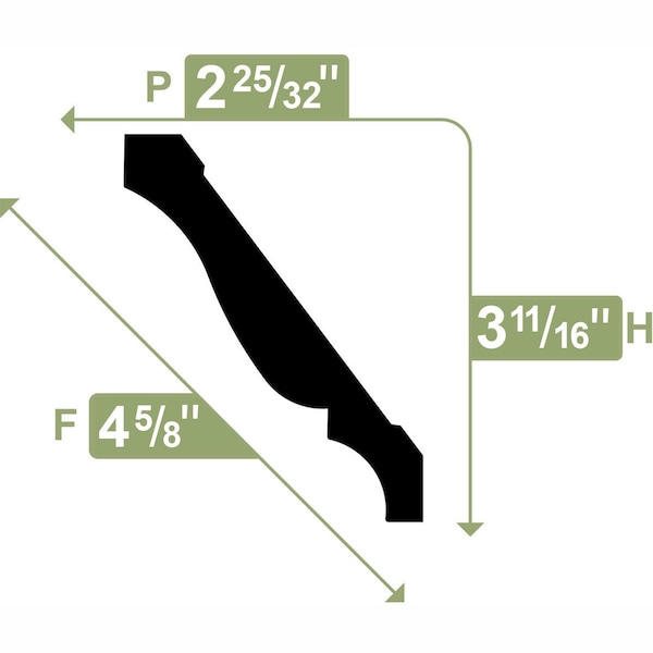 Ekena Millwork WM47 - 3 5/8"H x 2 3/4"P x 4 5/8"F x 96"L Crown Moulding, PVC - WM47X96SWPV