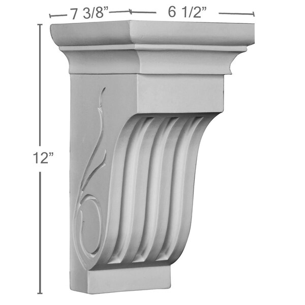 Ekena Millwork 6 1/2"W x 7 3/8"D x 12"H Edwards Curved Corbel - COR07X07X12ED