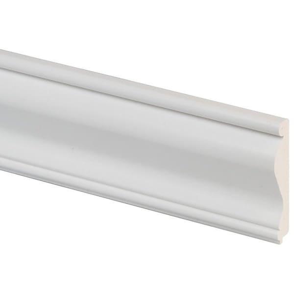 Inteplast Group 390 Series Chair Rail Moulding, 8 ft L, 258 in W, 58 in Thick, Smooth Profile, PVC, White - 13900800891