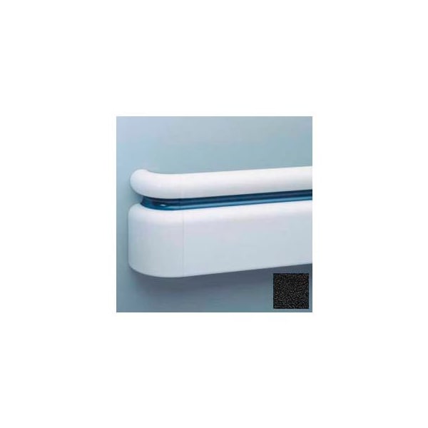 Pawling All Vinyl Three-Piece Handrail System, 6.25" Face, Aluminum Retainer, 12' Long, Black - BR-400V-1
