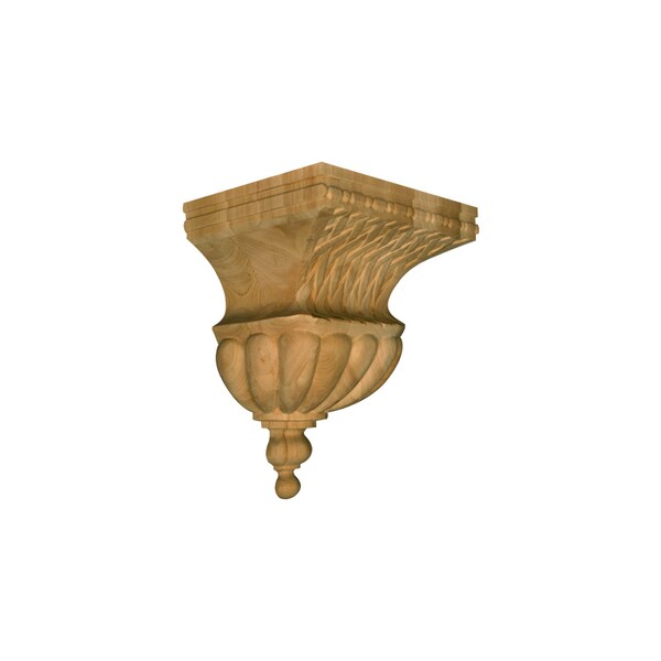 Osborne Wood Products 14 x 11 3/4 x 8 1/2 Large Bell Corbel with Basketweave in Rubberwood<b - 891946RW