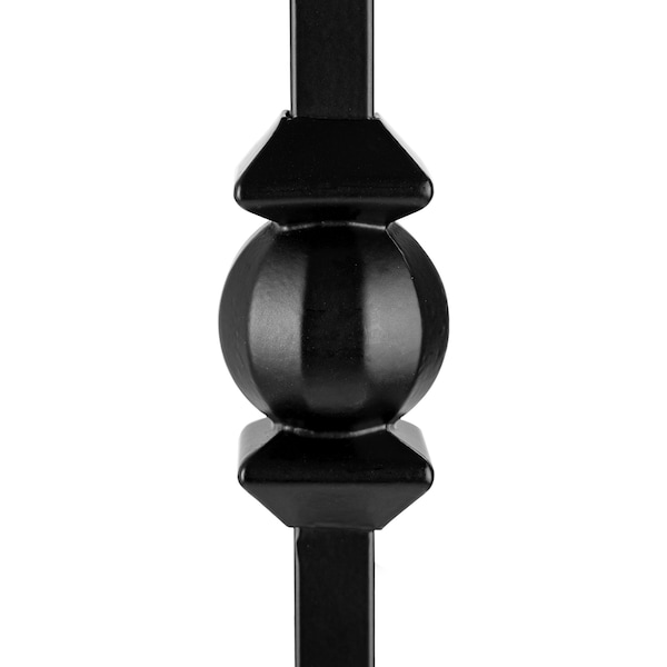 Nuvo Iron in Square x 44in Long Black Steel Interior Balusters - Single Ball/Sphere, 12PK - SQI1BS-12MP