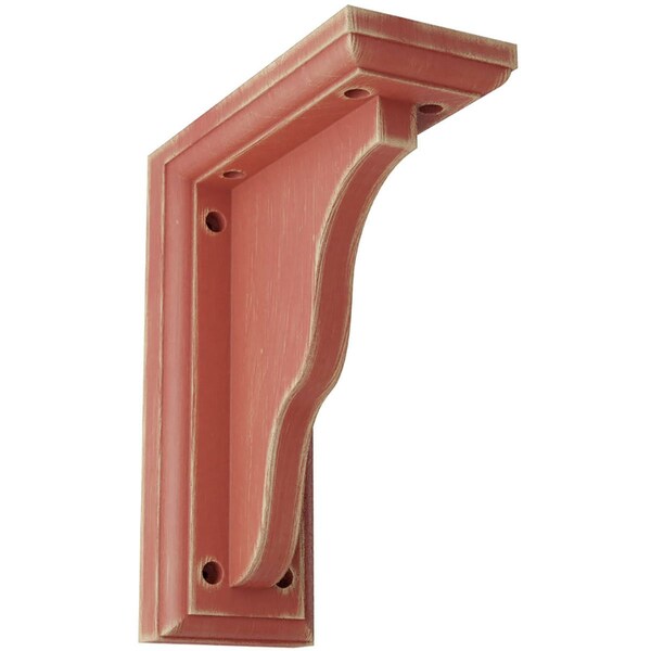 Ekena Millwork 3 1/2"W x 7"D x 9"H Hamilton Traditional Wood Vintage Decor Bracket, Salvage Red - BKTWD03X07X09HARD