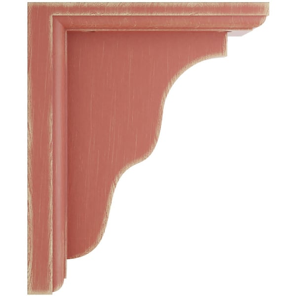 Ekena Millwork 3 1/2"W x 7"D x 9"H Hamilton Traditional Wood Vintage Decor Bracket, Salvage Red - BKTWD03X07X09HARD