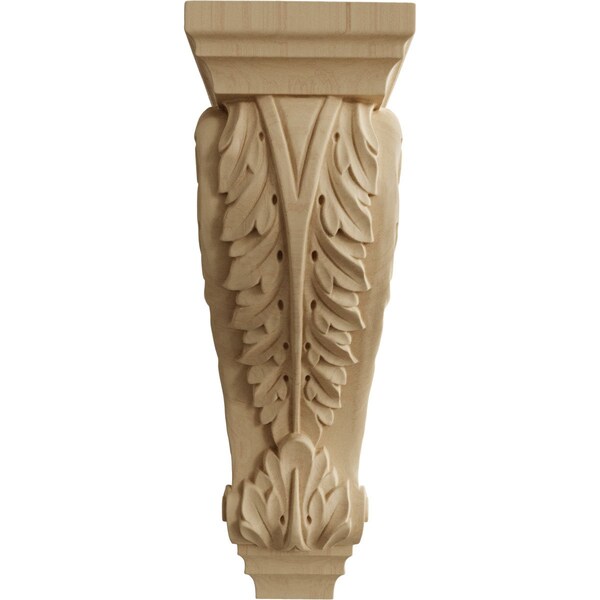 Ekena Millwork 6"W x 7 1/2"D x 18"H Extra Large Acanthus Wood Corbel, Rubberwood - CORW06X08X18ACRW