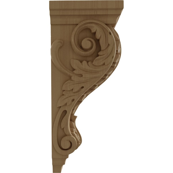 Ekena Millwork 6"W x 7 1/2"D x 18"H Extra Large Acanthus Wood Corbel, Rubberwood - CORW06X08X18ACRW