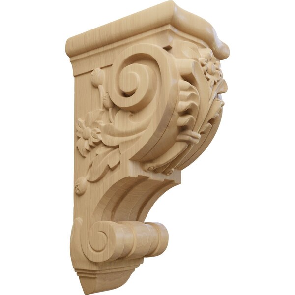 Ekena Millwork 6 1/4"W x 7 5/8"D x 14 1/8"H Large Floral Corbel, Cherry - COR06X07X14FLCH