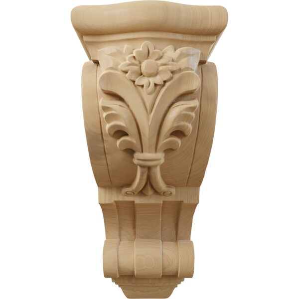 Ekena Millwork 6 1/4"W x 7 5/8"D x 14 1/8"H Large Floral Corbel, Cherry - COR06X07X14FLCH