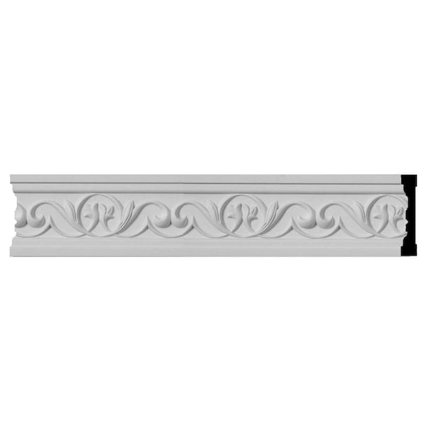 Ekena Millwork 3 1/2"H x 3/4"P x 94 1/2"L, (4" Repeat), Attica Running Leaf Chair Rail - CHA03X00AT