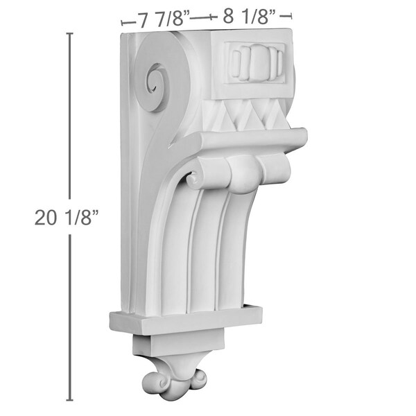 Ekena Millwork 8 1/8"W x 7 7/8"D x 20 1/8"H Middlesborough Corbel - COR08X08X20MD