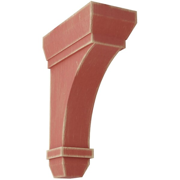 Ekena Millwork 2 1/4"W x 5"D x 7"H Stockport Wood Vintage Decor Bracket, Salvage Red - BKTWD02X05X07STRD
