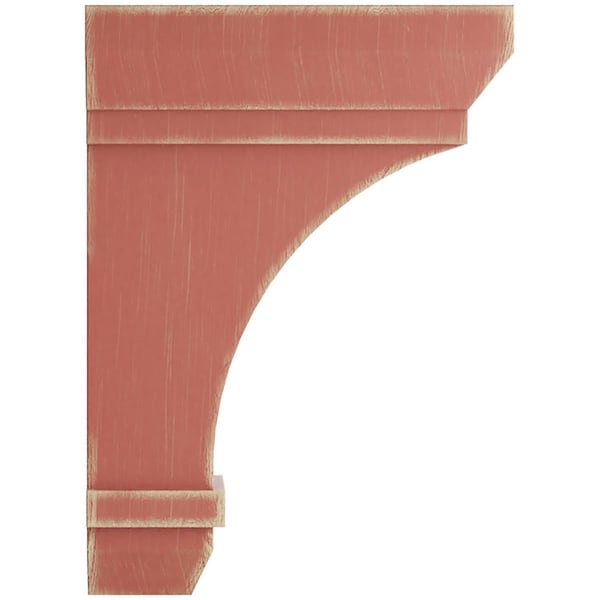 Ekena Millwork 2 1/4"W x 5"D x 7"H Stockport Wood Vintage Decor Bracket, Salvage Red - BKTWD02X05X07STRD
