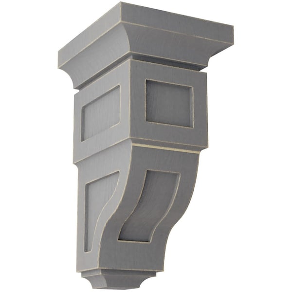 Ekena Millwork 4"W x 4 3/4"D x 8"H Small Reyes Wood Vintage Decor Corbel, Pebble Grey - CORWD04X04X08RYPG