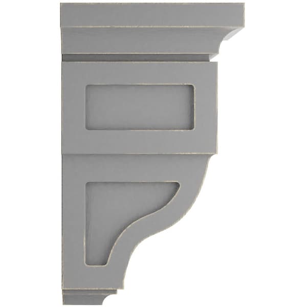 Ekena Millwork 4"W x 4 3/4"D x 8"H Small Reyes Wood Vintage Decor Corbel, Pebble Grey - CORWD04X04X08RYPG