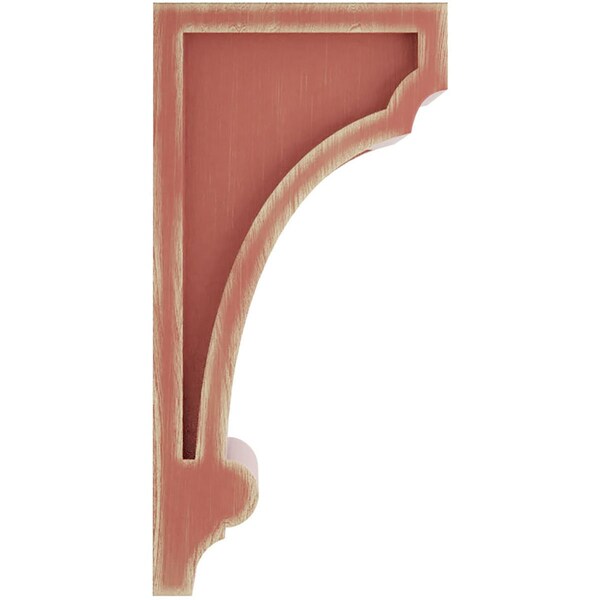 Ekena Millwork 3 1/4"W x 4"D x 8"H Diane Recessed Wood Vintage Decor Corbel, Salvage Red - CORWD03X04X08DIRD