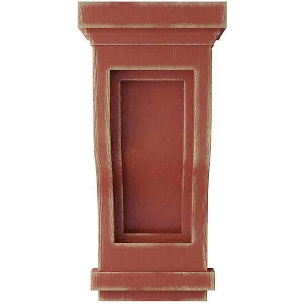 Ekena Millwork 4 3/4"W x 5"D x 10"H Traditional Recessed Wood Vintage Decor Corbel, Salvage Red - CORWD04X05X10TRRD