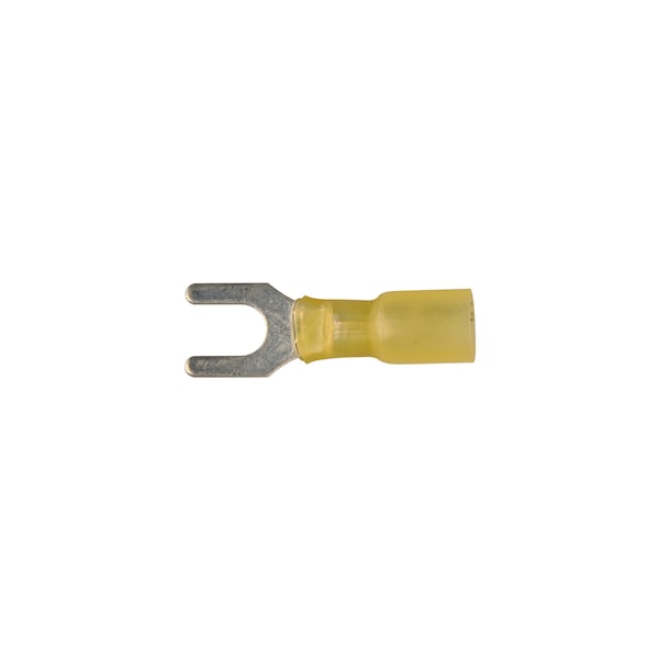 Disco Terminal Crimpeado de Nylon Amarillo, Estudio Abierto 1/4" para Cable de Calibre 12-10, Paquete de 10 - 12159PK