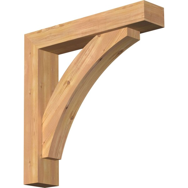 Ekena Millwork Thorton Block Smooth Bracket w/ Offset Brace, Western Red Cedar, 5 1/2"W x 28"D x 28"H - BKT0604X28X28THR05SWR