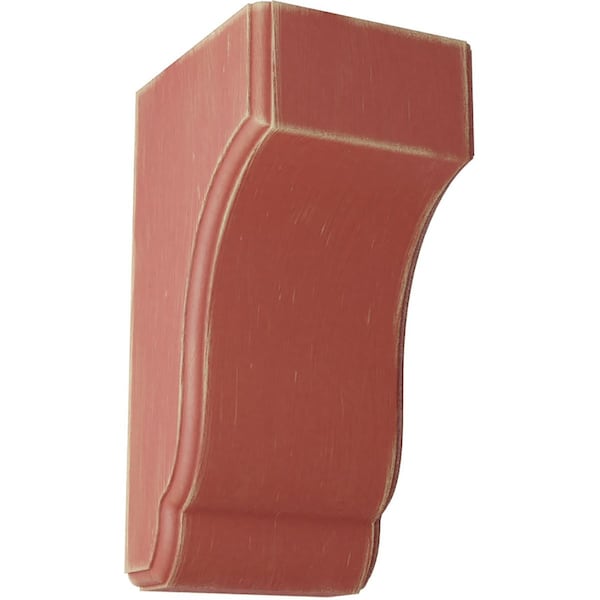 Ekena Millwork 4 3/4"W x 5 1/2"D x 10"H Capistrano Mission Wood Vintage Decor Corbel, Salvage Red - CORWD04X05X10CPRD