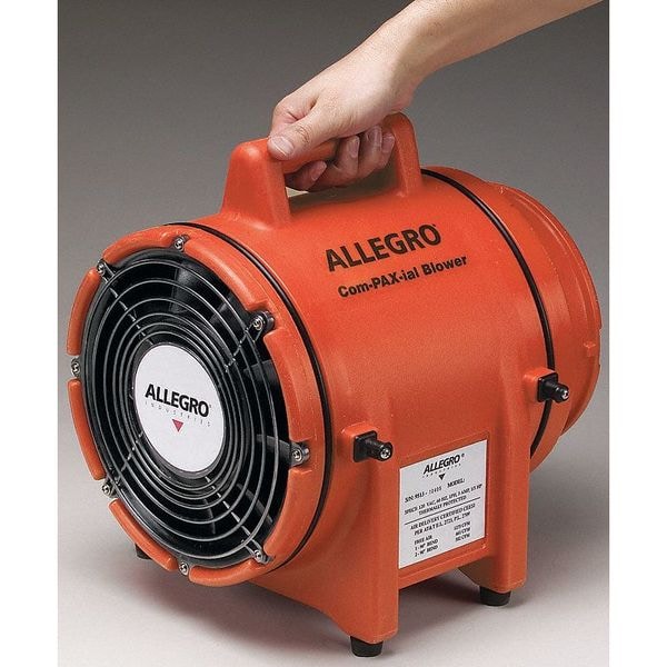 Allegro Industries Confined Space Axial Blower Fan W/ Canister & 25 ft L Duct, 8 in Duct Dia, 120/240V AC - 9533-25