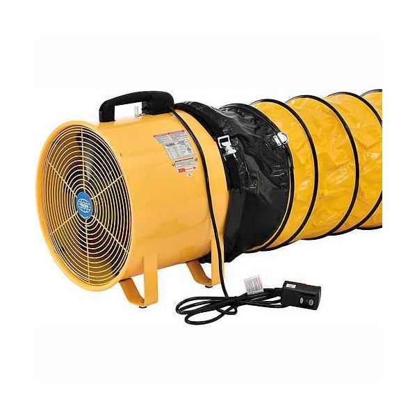 Global Industrial 12in Portable Blower Fan, 16ft Flexible Duct, 2 Speed, 1640 CFM, 3/8 HP - 246431