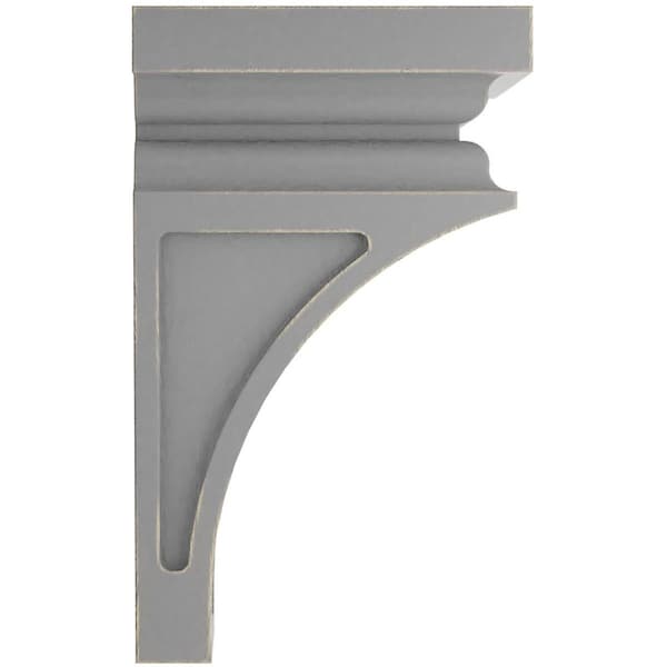Ekena Millwork 4"W x 4 3/4"D x 8"H Small Nevio Wood Vintage Decor Corbel, Pebble Grey - CORWD04X04X08NEPG