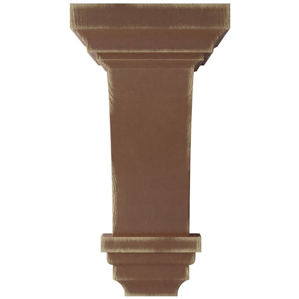 Ekena Millwork 4"W x 4 3/4"D x 8"H Small Jefferson Wood Vintage Decor Corbel, Weathered Brown - CORWD04X04X08JEBR
