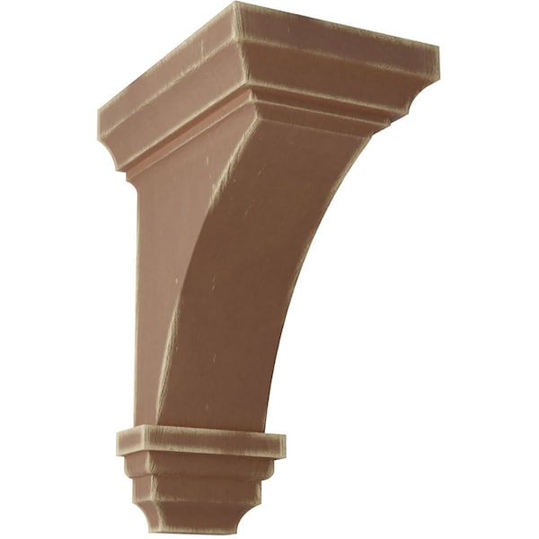 Ekena Millwork 4"W x 4 3/4"D x 8"H Small Jefferson Wood Vintage Decor Corbel, Weathered Brown - CORWD04X04X08JEBR