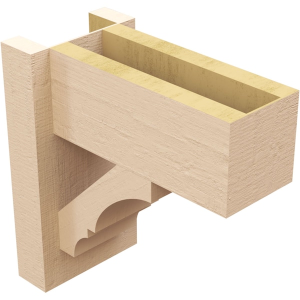 Ekena Millwork 6-in W x 12-in D x 12-in H Balboa Block Rough Cedar Woodgrain TimberThane Outlooker, Primed Tan - OUTUR060X12X12BOA44RCPR
