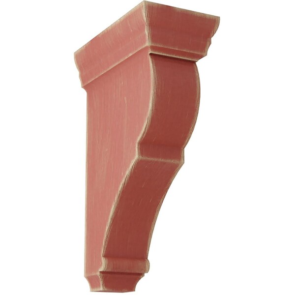 Ekena Millwork 2"W x 4 1/2"D x 8"H Small Rojas Wood Vintage Decor Corbel, Salvage Red - CORWD02X04X08RJRD