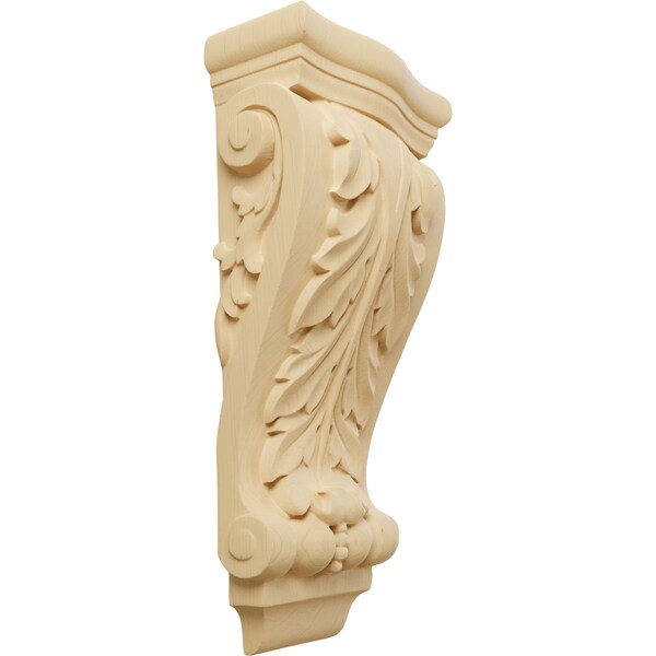 Ekena Millwork 6 1/4"W x 3 1/8"D x 13 1/2"H Medium Farmingdale Acanthus Pilaster Corbel, Alder - COR06X03X13FRAL