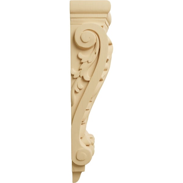 Ekena Millwork 6 1/4"W x 3 1/8"D x 13 1/2"H Medium Farmingdale Acanthus Pilaster Corbel, Alder - COR06X03X13FRAL