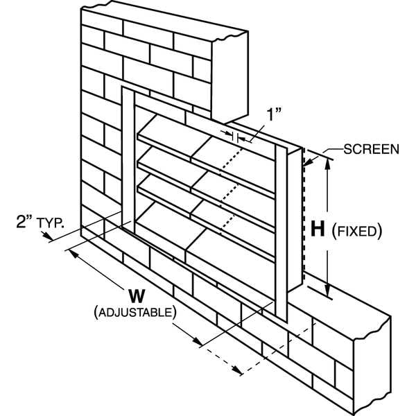 Dayton Louver, Adj w/ 40 to 52 In, Galv Steel - 2FTY1