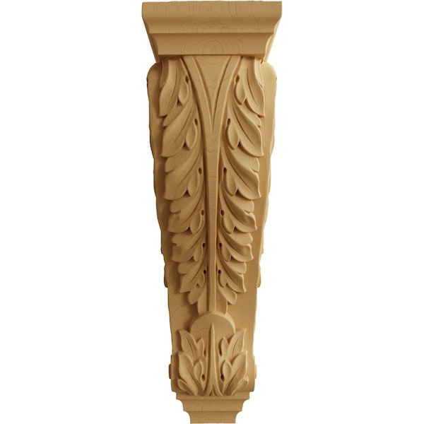 Ekena Millwork 6 1/2"W x 8"D x 22"H Small Jumbo Acanthus Wood Corbel, Alder - CORW07X08X22ACAL