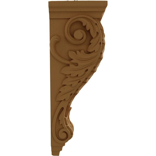 Ekena Millwork 6 1/2"W x 8"D x 22"H Small Jumbo Acanthus Wood Corbel, Alder - CORW07X08X22ACAL