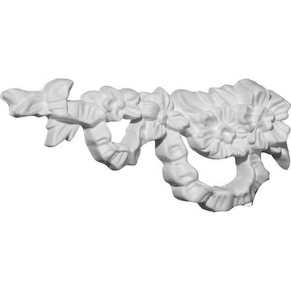 Ekena Millwork 7 3/4"W x 3"H x 7/8"P Floral Ribbon Onlay, Left - ONL03X07X01FL-L