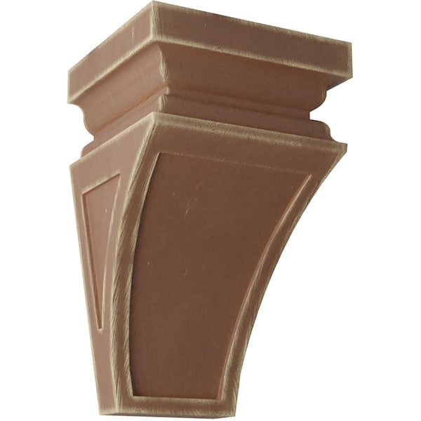 Ekena Millwork 5"W x 5 3/4"D x 10"H Medium Nevio Wood Vintage Decor Corbel, Weathered Brown - CORWD05X05X10NEBR