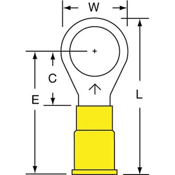 Terminal de Anillo de Vinilo de 12-10 AWG 3/8" Stud PK500 - MV10-38R/SK