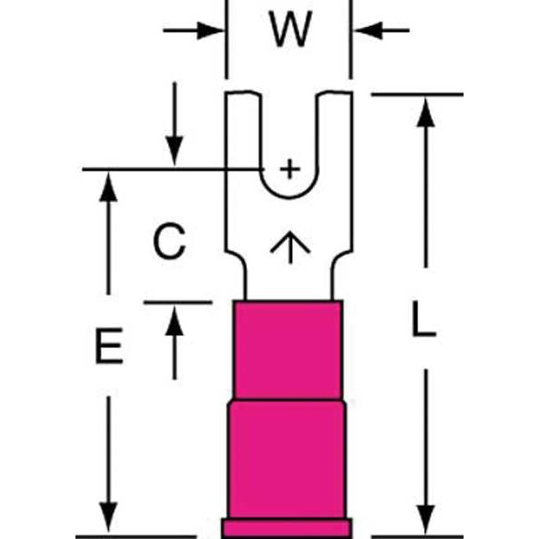 Terminal de horquilla de bloque de vinilo de 22-18 AWG para perno #4, paquete de 1000 - MVU18-4FB/SK
