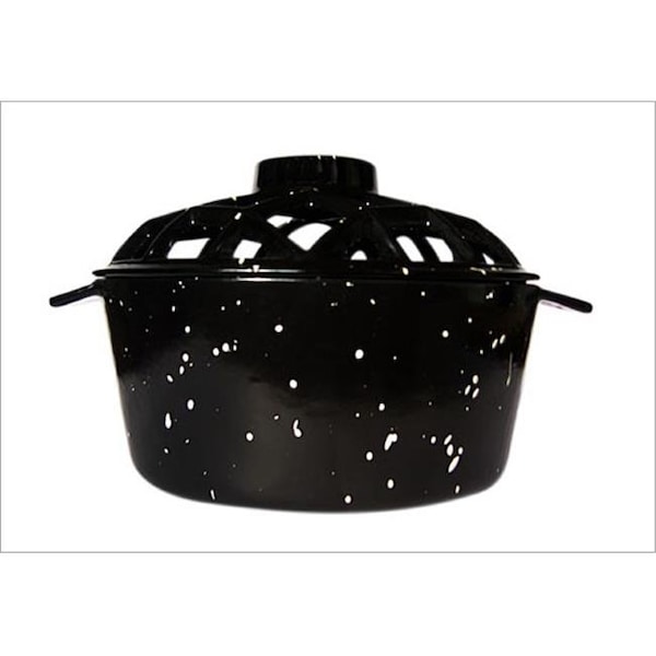 Uniflame Uniflame C-1929 PORCELAIN COATED LATTICE TOP STEAMER- BLACK WITH WHITE SPECKLES - C-1929