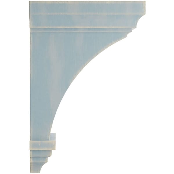 Ekena Millwork 6"W x 6 3/4"D x 12"H Large Jefferson Wood Vintage Decor Corbel, Driftwood Blue - CORWD06X06X12JEBU